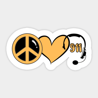 911 Dispatcher Peace Love Dispatch Sticker